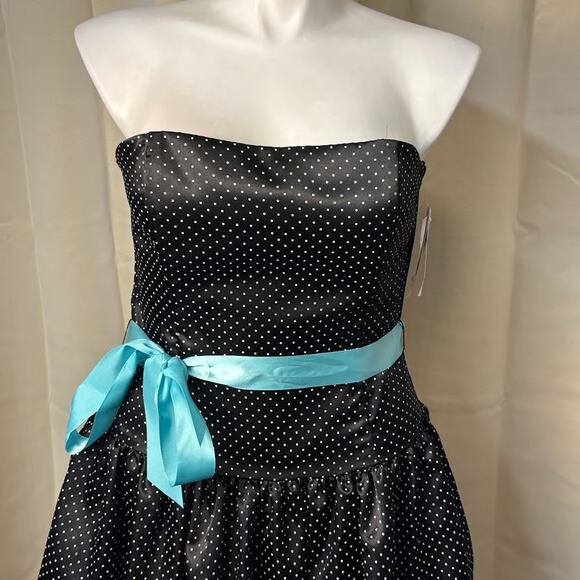 Vintage Jessica McClintock Gunne Sax Black Polka Dot Party Prom Dress Size 13/14 - Picture 2 of 13